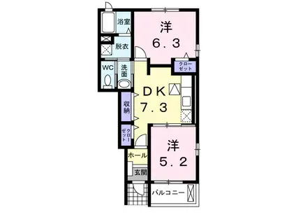 エクセル三ノ宮C(2DK/1階)の間取り写真