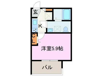 ワイズ七瀬川(1K/1階)の間取り写真