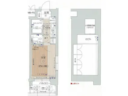 エステムコート梅田茶屋町デュアルスペース(1K/10階)の間取り写真