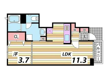 グレイスフル(1LDK/1階)の間取り写真