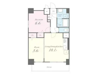 カサ・フェリーチェ(2LDK/7階)の間取り写真