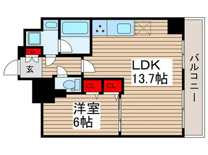 RELUXIA CITY東向島(1LDK/9階)の間取り写真