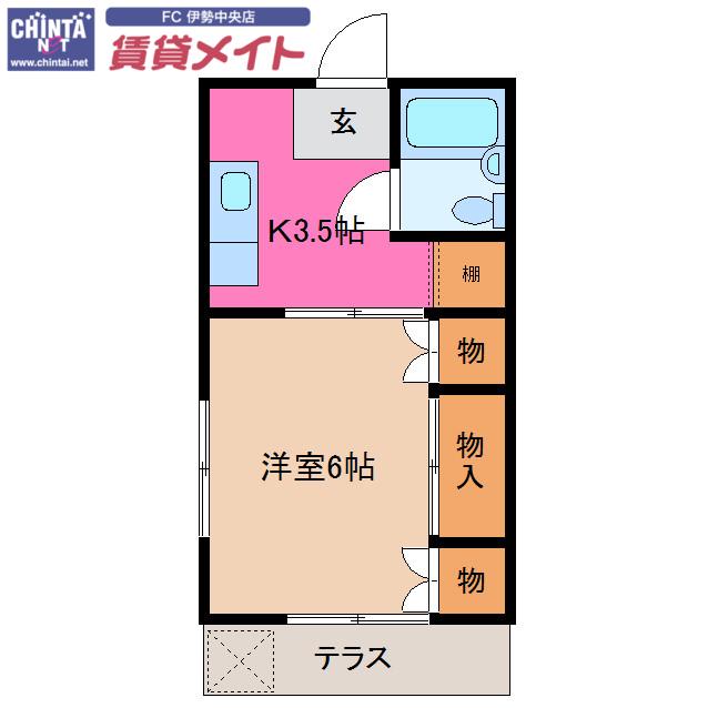 サンシャインA(1K/1階)の間取り写真