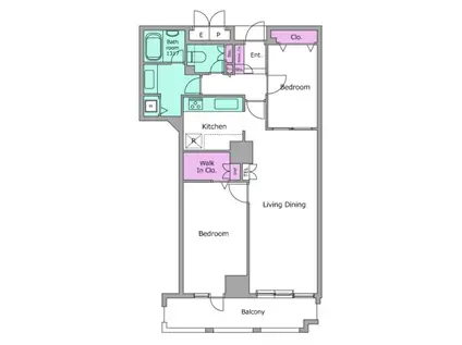 PRIMEGATE飯田橋(2LDK/6階)の間取り写真
