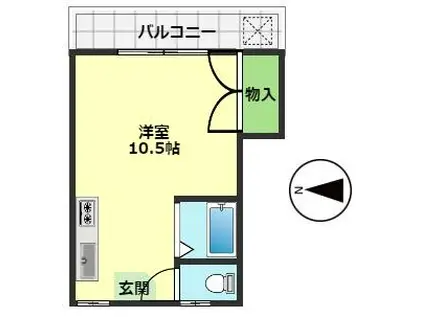 ディーエム潮江I(ワンルーム/2階)の間取り写真