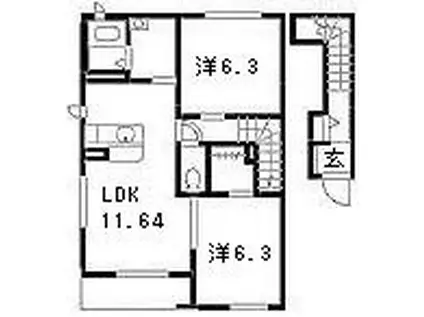 松並木B(2LDK/2階)の間取り写真