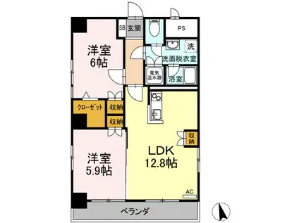 清和ビル(2LDK/3階)の間取り写真