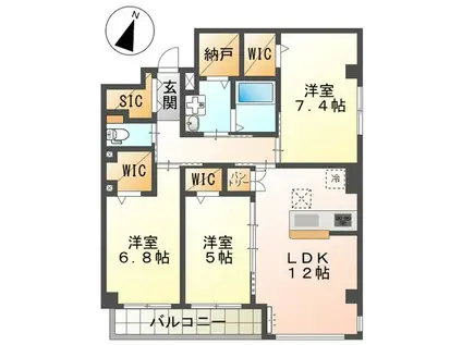 イースト WISTERIAI(3LDK/3階)の間取り写真