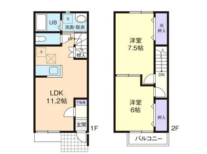PEACEFUL FLATS A(2LDK/2階)の間取り写真