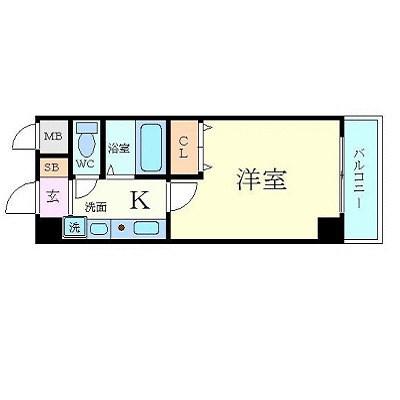 アヴァンセクール江坂(1K/2階)の間取り写真