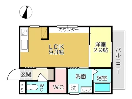 シャトン宇治(1LDK/3階)の間取り写真