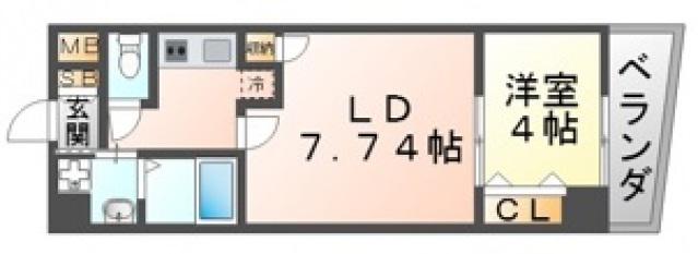 パーラム豊津(1LDK/2階)の間取り写真