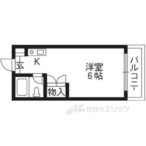 エクセル田辺(ワンルーム/2階)の間取り写真