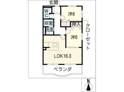 フォレストパークDIO(2LDK/2階)の間取り写真