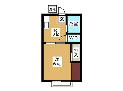 カワサキハイツ(1K/1階)の間取り写真