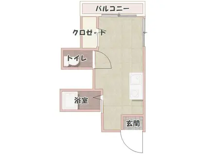 ハピネス・K(1K/4階)の間取り写真