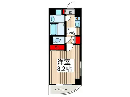 オロール南浦和(1K/2階)の間取り写真