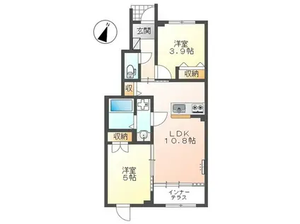 東中野マンション(2LDK/1階)の間取り写真