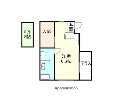 WACK古和田(ワンルーム/1階)の間取り写真