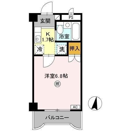 カナンハイツ大元(1K/5階)の間取り写真
