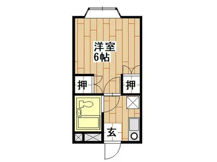 ジョイフルハウスII(1K/2階)の間取り写真