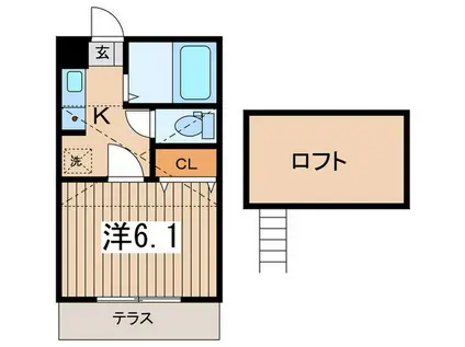 サンヴュー二俣川(1K/1階)の間取り写真