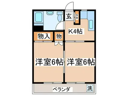 にゅうさくらこうぽ(2K/3階)の間取り写真