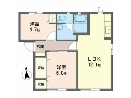 メゾン ブランシュ A棟(2LDK/1階)の間取り写真