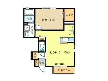 アルカンシエル(1LDK/1階)の間取り写真