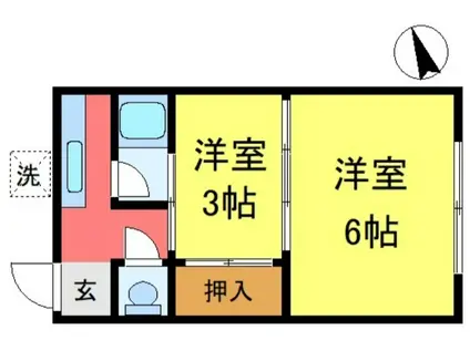 第二しみず荘(2K/1階)の間取り写真