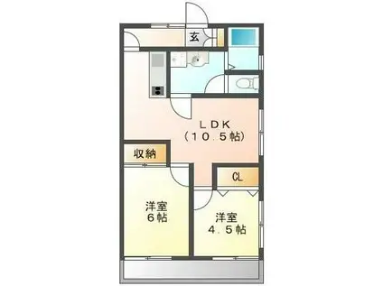 青葉マンション(2LDK/2階)の間取り写真