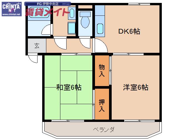 マンションコクボ(2DK/1階)の間取り写真