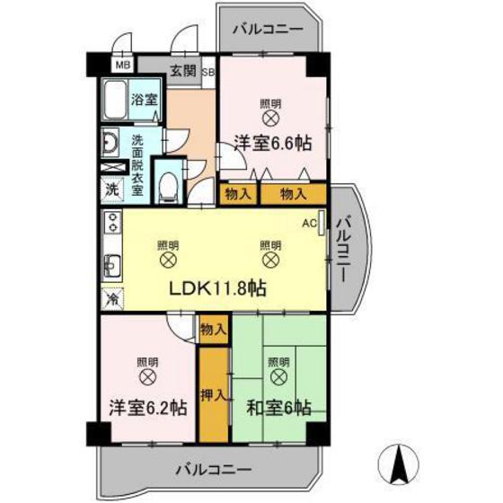 パークサイドHIRATA(3LDK/1階)の間取り写真