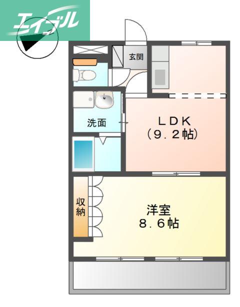 グランドハイム福田(1LDK/1階)の間取り写真