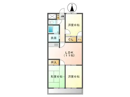 メゾン・ド・グラシューズ(3LDK/1階)の間取り写真