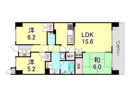 ジェイグランエル神戸兵庫(3LDK/4階)の間取り写真