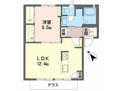 リバーハウス(1LDK/1階)の間取り写真