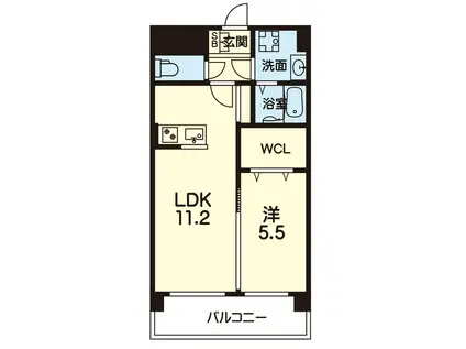 ベルジュ健軍(1LDK/3階)の間取り写真