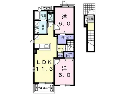 メゾン ブランシュ(2LDK/2階)の間取り写真