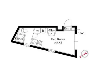 JASPER市ヶ谷(ワンルーム/2階)の間取り写真