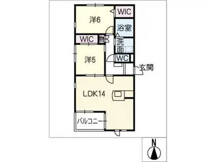 LEHUA(2LDK/2階)の間取り写真