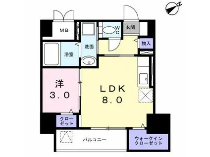 ラ・フュンフ(1LDK/7階)の間取り写真
