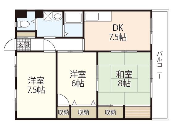 河原マンション(3DK/3階)の間取り写真