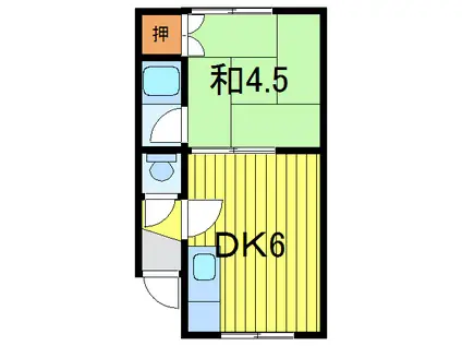 コーポヨシダB(1DK/1階)の間取り写真