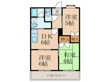 ウエストガーデン(3DK/2階)の間取り写真