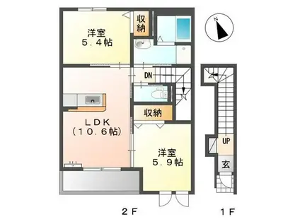 グリーンシャトー(2LDK/2階)の間取り写真