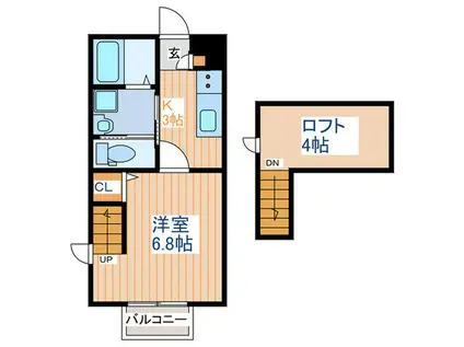 ハッピーメゾン秋桜(1K/2階)の間取り写真