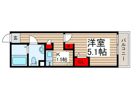 LA CASITA 薬園台(1K/3階)の間取り写真