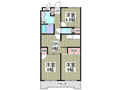 リュミエ川口 旧グリーンヒルハイツ(3DK/2階)の間取り写真