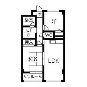 シャロン本厚木(2LDK/2階)の間取り写真
